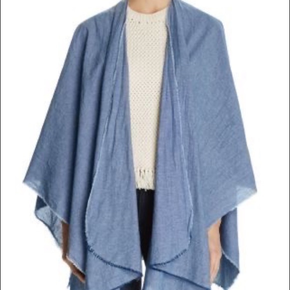 Donni Charm Blue & White Pinstriped Wonder Ruana, NWT!